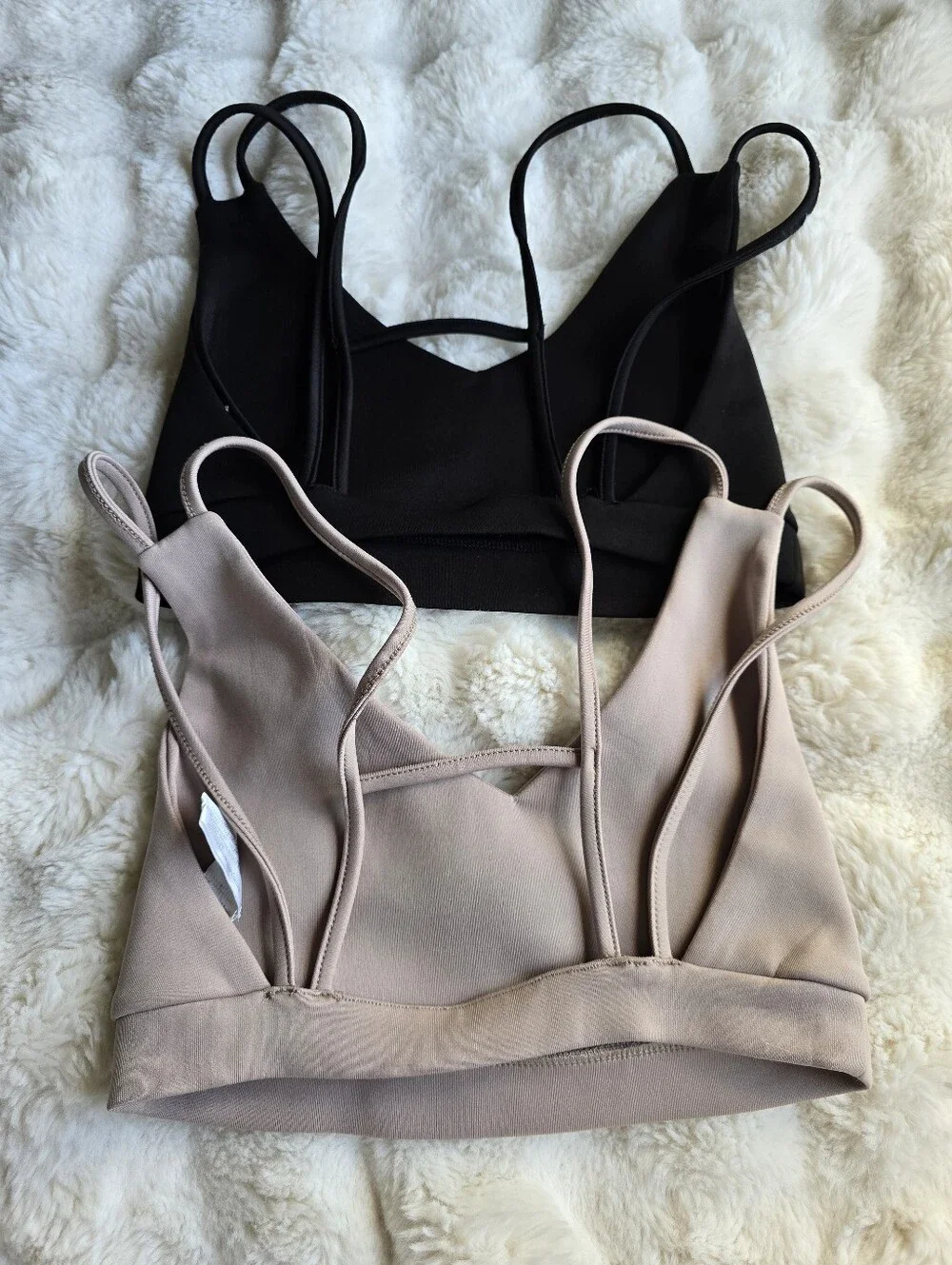 Double-Strap Bralette Duo — Black & Beige